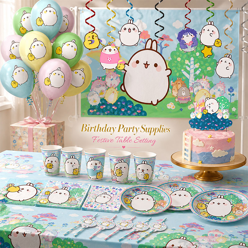 Car Accessories Girly - Molang Cartoon Themed Party Supplies Disposable